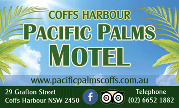 Coffs Harbour POacific Palms Motel - Business Card Front